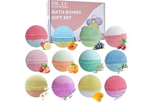 DR. LU BATH BOMBS DR. LU Set de bombas de baño, 12 Piezas bombas baño con varios aceites esenciales orgánicos, SPA bola de baño de burbujas para mujeres, niños, cumpleaños