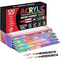 Guangna 12 Colors Acrylic Paint Pens Brush Dual Tip, Acrylic Markers With Brush Tip And Fine Tip, Paint Pens Markers Set For Rock Painting, Wood, DIY Crafts Making Art Supplies