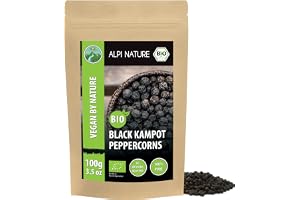 Alpi Nature Kampot Peppar Svart BIO 100g, Ekologisk Hela Pepparkorn, Kampot Svarta Pepparkorn
