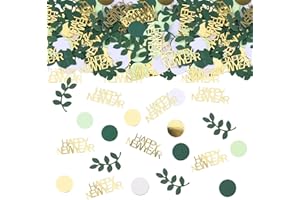 GoldRock Konfetti Streudeko Silvester Deko 2026 Gold, 200 Stk Silvester Tischdeko Grün, Happy New Year Deko, Neujahr Deko Confetti, Silvester Dekoration, Neujahrsdeko Luftschlangen für Karneval Party