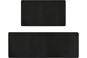 LUA VIKA Alfombra Cocina Lavable Antideslizante Pack de 2 - Tapete Cocina Impermeable, Duradero y Fácil de Limpiar, Alfombra antifatiga, Alfombrilla Cocina PVC Resistente, 44x75 cm + 44x120 cm, Negro