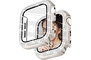 Newlibery Bling Watch Case with HD Screen Protector Women Compatible with Apple Watch 38mm 40mm 41mm 42mm 44mm 45mm 46mm Diamond Protective Face Cover for iWatch Series 1/2/3/4/5/6/7/8/9/10/11/SE
