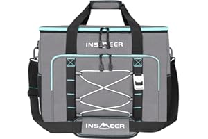 INSMEER Bolsa Térmica Grande 55L, Bolsa Isotermica Nevera Portatil Capacidad para 80 Latas, Plegable, aislada, a Prueba de Fugas y con abridor de Botellas Picnics, Camping y Playa