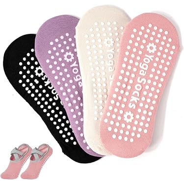 Chaussettes Antidérapantes Yoga Femme – Lot De 6 Paires, Coton, Semelle Silicone, Tailles 36-40, Pour Pilates, Fitness - 4