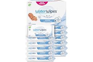 WaterWipes Sensitive+ Newborn & Baby Wipes, 720 Count (12 Packs), 3-In-1 Cleans, Cares, Protects, 99.9% Water, Unscented