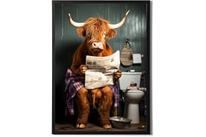 State Media Vision Highland Cow on Toilet Poster - Funny Bathroom Wall Art - Animal Home Decor - Variety of Sizes (Highland Cow on Toilet, A3 Print Only)