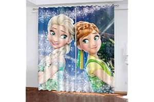 SMNVCKJ Frozen ELSA - Cortina opaca impermeable para habitación infantil, impresión digital 3D, 100% poliéster (14,183 × 160 cm)