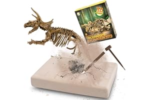 MUSCCCM Dinosaur Dig Kit Triceratops, Dino Skeleton Fossil Excavation Kit Realistic Dinosaur Model Educational Toys Gift for Children Boys Girls Christmas/New Year's Gift