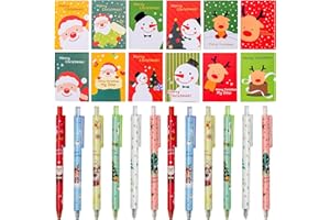 AUZLYA Kugelschreiber Weihnachten Set,12 Weihnachtsgel Tinte Stifte Cartoon+12 Mini Notizblock Weihnachten,Weihnachts Kugelschreiber,Weihnachtsgeschenke Kleinigkeiten,Weihnachten Geschenke Bag Fillers