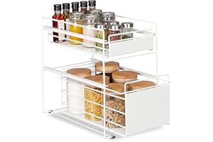 Relaxdays Organizador de cocina, 2 Cestas, Estantería extraíble Cocina y Baño, 39,5x25x40,5 cm, Color Blanco