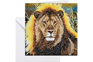 CRYSTAL ART Kit Diamond Painting Dès 8 Ans - Activité DIY Adulte, Enfant - Carte à Diamanter 18 x 18 cm - Lion - avec Cristaux, Stylet et Accessoires - Cadeau Créatif