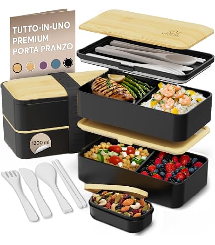 Boîte Bento Isotherme LILLE HOME 1900ml - Acier Inoxydable 304, 2 Niveaux | Sac Et Ustensiles Inclus