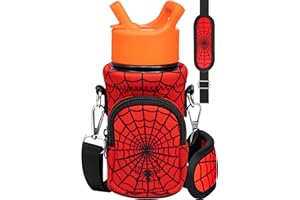 Miss Adola Water Bottle Carrier - with Strap Cartoon Bags Holder for Kids Boys Girls Cute Neoprene Insulated Bottle Bag for 10/12/14/16/18Oz Stainless Steel Glass Bottles Sleeve, Red