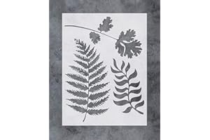 G GSS DESIGNS GSS Designs Wall Painting Leaf Stencils - Fern Wall Art Painting Stencils (12x16 Inch) - Painting Tools for Wood Canvas Furniture Wall Home Decor (SL-055)）