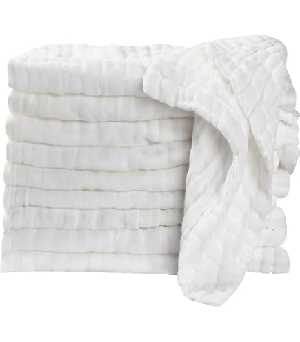 Yoofoss Panni In Mussola Per Neonati, Confezione Da 10 Da 27x50cm, 4 Strati 100% Cotone Morbidissimo E Assorbente, Salviette Multiuso Per Bimbi, Vari Colori