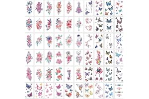 Zasjon 60 Fogli Tatuaggi Temporanei Colorato Tatuaggio Finto Impermeabili Piccolo Realistici Tatuaggi Finti per Bambini Adulti Uomo e Donne Tattoo Temporanei per Avambraccio Spalla Collo Mano