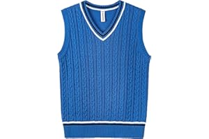 BOBOYOYO Chaleco de punto para niños, 100% algodón, cuello en V, camiseta sin mangas, uniforme escolar, jersey sin mangas, para niñas y niños