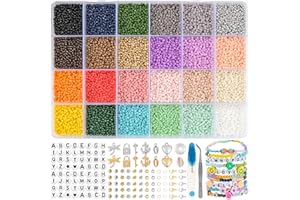 RUBY 2mm Abalorios para Hacer Pulseras, 24 Colores Cuentas para Pulseras con 300 Abalorios Letras Kit Bolitas para Hacer Pulseras Regalo para Niños y Adultos en Navidad, Fiestas, Recompensass, etc.