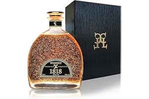CL CONDE LUMAR Coffret whisky 1818 de malt 12 ans - Liqueur premium feuille d’or 23K - Haut de gamme artisanal - Arômes de chêne de sherry et de chocolat noir - Fumée subtile - Idée cadeau - 40% vol 70 cl