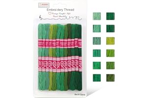 ‎TUNDI Tundi-Stickgarn, 12 Stränge Stickgarn-Set der Green Series, Kreuzstichgarn für Armbandherstellung und Stickarbeiten
