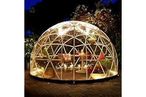 GOJLEX Invernadero de jardín iglú, 12 x 7 pies, tienda de campaña de cúpula de PVC, resistente a la intemperie, tienda de campaña de burbujas de jardín con 2 cuerdas de luz de 10 m, cúpula de jardín