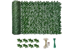 Vinclus Artificial Ivy + LED Light Decoration, Garden Fence Screening Green Leaf Hedge Privacy Protection, Outdoor and Indoor Home Balcony Wall Decoration, Trellis Leaves Panel | 1 m X 3 m