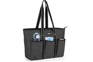 Damero Krankenschwester Tasche mit Organizer Einsatztasche, medizinische tasche mit Laptop-Hülle für Frauen, Medizinstudenten,Krankenschwester,Schwarz