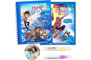 ‎PUDUOY Wassermalbücher, 2 Magische Malbücher für Kinder Wassermalbuch Water Magic Book mit Wasserstift Wiederverwendbares Doodle Buch Magie für Kinder Bildung Zeichnung Doodle Spielzeug (Held + Welpe)