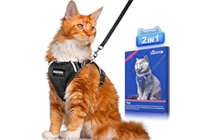 Halypet Cat Harness and Leash Set [ MAX Safety Third Generation ] Escape Proof Soft Adjustable Cat Leash Breathable Comfortable Vest Easy to Wear Kitten Harness for Outdoor Walking