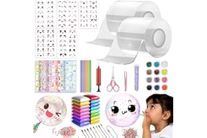 Puosike 67 Stück Bubbles Nano Tape Set, 2 Nanotape+65 Nano Tape Bubbles Set Zubehör, Nano Tape Set Bubbles DIY Craft, Nano Tape Bubbles Klebeband für Blow Bubbles mit Pailletten Aufkleber (Weiß)
