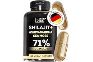 ‎5 ELEMENTUM Mumijo Shilajit Kapseln, hochdosiert 1000mg pro Tagesdosis, das Original aus dem Himalaya, 150 Kapseln mit 71% Fulvinsäure – Eurofins Zertifiziert – für Natürliche Energie, Stressabbau & Vitalität