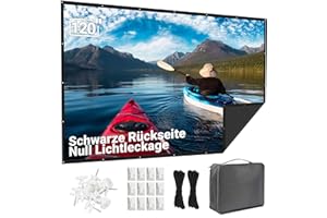 Beamer Leinwand 120 Zoll Outdoor: LEORFI Verbessert Schwarzer Hintergrund Schwarz undurchsichtig - Tragbare Projektionswand Indoor - Projektor Leinwand Faltbar Waschbar für Heimkino - mit Tragetasche