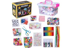 HTI Kit de suministros para manualidades y manualidades con caja de almacenamiento | Más de 400 piezas de artes y manualidades para niños pequeños