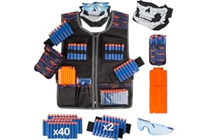 LVHERO Ultimative Kampfweste, Jacke, Tasche für Nerf Guns N-Strike Elite Series mit Dartpfeilen, Tasche, Armband, Gesichtsmaske, Ladegerät und Brille