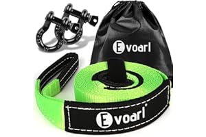 EVOARL Abschleppseil 8T Bruchfestigkeit, Abschleppgurt Bausätze mit 2 Verstärkten Schäkel und Aufbewahrungstasche, Bergegurt für Auto, PKW Abschleppen - 5M x 5cm