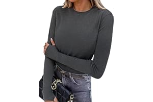 Wayleb Haut Thermique Femme Col Rond à Manches Longues T-Shirt Chaud Léger sous-Vêtement Thermique pour Automne et Hiver S-3XL