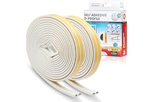 Sanojtape Dichtungsband, D-Profil Weiß, 16 Meter Selbstklebende EPDM-Gummidichtung Ideal Dämmung Isolierung Fenstern Türen