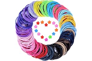 WHPAWH Hair Bobbles, 200Pcs Hair Ties Elastic Hair Bands Ponytail Holders for Girls Women with 15Pcs Mini Hair Clips (Multicolor)