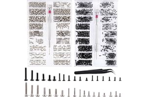 RVLZKCPG Set di 1000 viti piccole, set di mini viti assortite, M1.2 M1.4 M2, piccole viti per orologio da computer, viti di ricambio, set con cacciavite, pinzette