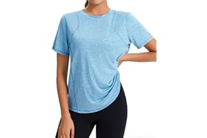 Gyabnw Camiseta Deporte Mujer Camisetas Fitness de Manga Corta Camiseta Holgada de Secado Rápido Deportiva Entrenamiento Atlético Ropa Yoga VeranoTop con Cuello Redondo