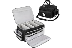 Jamiukro Groß Erst hilf tasch leer, Notfalltasch für Krankenschwester, Medizintasche Reise, Verbandstasche, Reisetasche für Medikamente, Schwarz