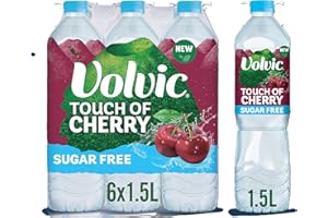 Volvic Touch of Fruit Sugar Free Cherry Flavoured Water, 6 x 1.5