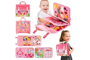 OSDUE Busy Board Montessori, Juguetes Montessori Castillo de Princesa Juego de Educación Temprana, Ejercicio Motricida Tablero Sensorial de Actividades para Niños 2 3 4 Años Regalos Cumpleaños