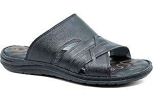 Lusco Sandals Mens Open Toe Full leather Comfort Indoor and Outdoor Summer Sliders