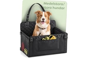 Knupis Extra Stabil Hundbilstol för Stor Hund – Vattenavvisande och Reptålig med 5 Fickor – 4 Fästremmar och Fästbart Koppel