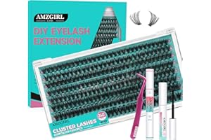 AMZGIRL LASH Kit de Pestañas en Racimos 240 piezas, Kit de Extensiones de Pestañas 40D D Curl, Extensiones de Pestañas en Racimos DIY, Adhesivo y Removedor de Pestañas Impermeable, Herramientas Aplicadoras