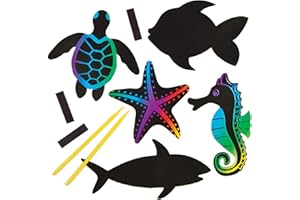 Baker Ross Kits d'Aimants Vie Marine pour Réfrigérateur à Gratter que les Enfants pourront Confectionner et Personnaliser pendant leurs Loisirs Créatifs de l'Été, puis Afficher (Lot de 12)