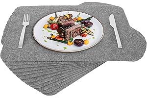 Rubberneck Podkładki stołowe premium z filcu – zmywalne i antypoślizgowe – zestaw 12 podkładek na stół, 45 x 32 cm, jasnoszare