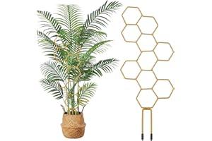 Grevosea 14 Inch Metal Trellis for Climbing Plants - Honeycomb Plant Support for Potted Flowers, Stems, Vines and Pothos