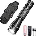 ULTRAFIRE Tactical Torch with Flashlight Holster, 1000 Lumens Single Mode LED Torch with Rechargeable Battery and Charger, Duty Belt Torch Holder, WF-501B